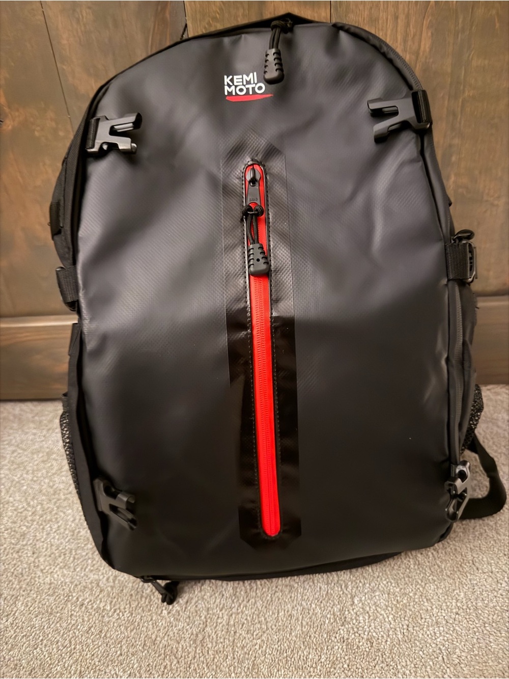 Kemi Moto Black Backpack with Red Accent - Men's Commuter Backpack